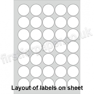 PCL Labels, Permanent Adhesive, White, 37mm Dia - 200 sheets per box