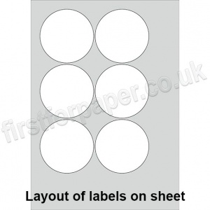 PCL Labels, Permanent Adhesive, White, 76mm Dia - 200 sheets per box