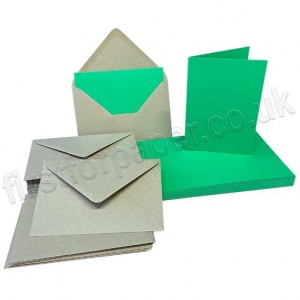 Pegasi, Deep Green A6 Card Blanks and Kraft Envelopes - Pack of 25