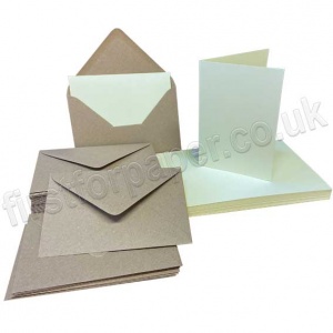 Pegasi, Pale Cream A6 Card Blanks and Kraft Envelopes - Pack of 25