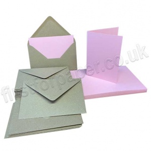 Pegasi, Pink A6 Card Blanks and Kraft Envelopes - Pack of 25