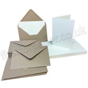 Pegasi, Smooth White A6 Card Blanks and Kraft Envelopes - Pack of 25