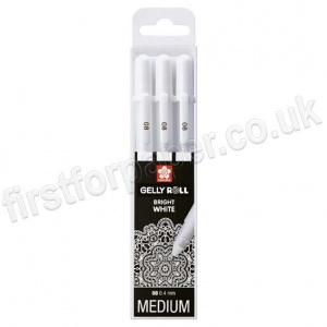 Sukura, Gelly Roll Pen, White, Medium - Set of 3