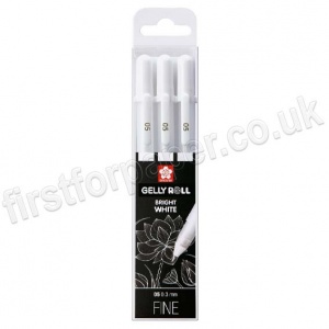 Sukura, Gelly Roll Pen, White, Fine - Set of 3