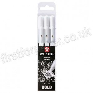 Sukura, Gelly Roll Pen, White, Bold - Set of 3