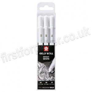 Sukura, Gelly Roll Pen Mixed Set, White,  - Set of 3