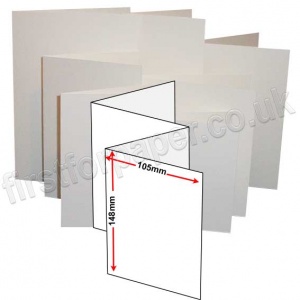 Zeta Linen Texture, Pre-creased, Three Fold Cards (4 panels), 350gsm, 105 x 148mm (A6), Brilliant White