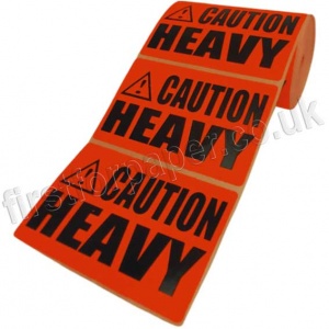 Caution Heavy, Red Labels, 101.6 x 63.5mm - Roll of 500