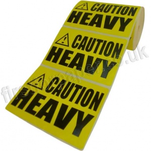 Caution Heavy, Yellow Labels, 101.6 x 63.5mm - Roll of 500