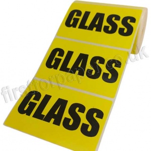 Glass, Yellow Labels, 101.6 x 63.5mm - Roll of 500