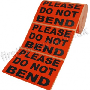 Please Do Not Bend, Red Labels, 101.6 x 63.5mm - Roll of 500