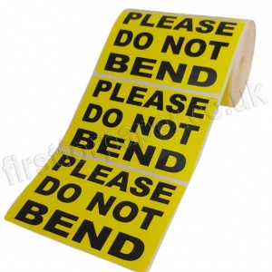 Please Do Not Bend, Yellow Labels, 101.6 x 63.5mm - Roll of 500
