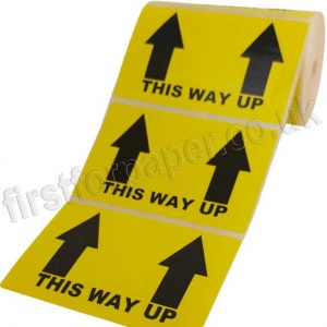 This Way Up, Yellow Labels, 101.6 x 63.5mm - Roll of 500