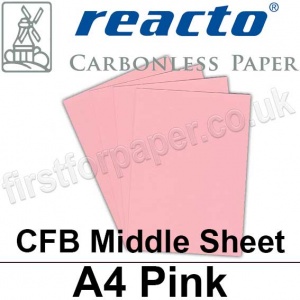 Reacto Carbonless NCR, CFB75, Middle Sheet, A4, 75gsm Pink - 500 Sheets