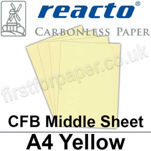 Reacto Carbonless NCR, CFB75, Middle Sheet, A4, 75gsm Yellow - 500 Sheets