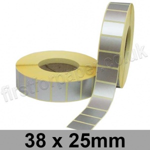 Metallic Silver, Self Adhesive Labels, 38 x 25mm, Permanent Adhesive - Roll of 5,000