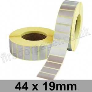 Metallic Silver, Self Adhesive Labels, 44 x 19mm, Permanent Adhesive - Roll of 5,000
