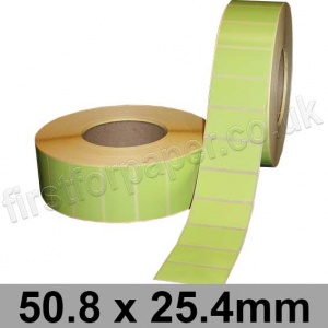 Light Green Semi-Gloss, Self Adhesive Labels, 50.8 x 25.4mm, Permanent Adhesive - Roll of 5,000