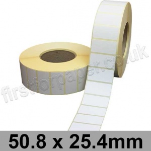 White Semi-Gloss, Self Adhesive Labels, 50.8 x 25.4mm, Permanent Adhesive - Roll of 5,000