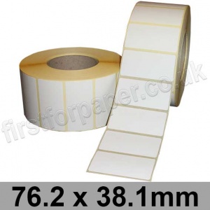 White Semi-Gloss, Self Adhesive Labels, 76.2 x 38.1mm, Permanent Adhesive - Roll of 3,000