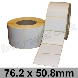 White Semi-Gloss, Self Adhesive Labels, 76.2 x 50.8mm, Permanent Adhesive - Roll of 2,000