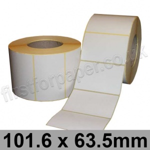 White Semi-Gloss, Self Adhesive Labels, 101.6 x 63.5mm, Permanent Adhesive - Roll of 2,000