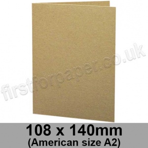 Cairn Eco Kraft, Pre-creased, Single Fold Cards, 280gsm, 108 x 140mm (American A2)