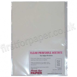 Clear inkjet Printable Acetate, A4 - 5 sheets