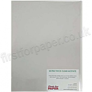 Ultra Thick Clear Acetate Sheet, 900mic, A3 - 1 Large sheet