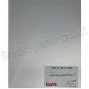 Thick Clear Acetate Sheet, 240mic, A3 - 10 Large sheets