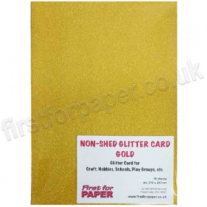 A4 Non-Shed Glitter Card, Gold - 10 Sheets