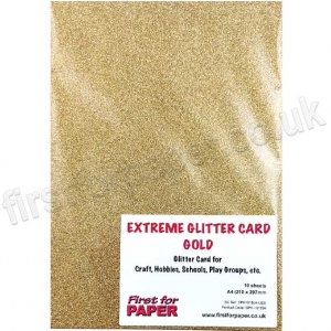 A4 Extreme Glitter Card, Gold - 10 Sheets