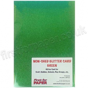 A4 Non-Shed Glitter Card, Green - 10 Sheets