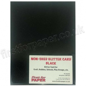 A4 Non-Shed Glitter Card, Black - 10 Sheets