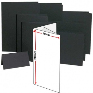 Rapid Colour Card, Pre-creased, Two Fold (3 Panels) Cards, 270gsm, 99 x 210mm, Black