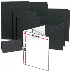 Rapid Colour Card, Pre-creased, Two Fold (3 Panels) Cards, 270gsm, 105 x 148mm (A6), Black