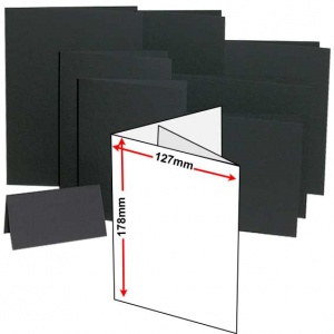 Rapid Colour Card, Pre-creased, Two Fold (3 Panels) Cards, 270gsm, 127 x 178mm (5 x 7 inch), Black