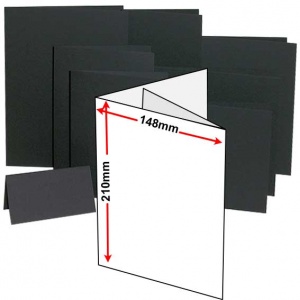 Rapid Colour Card, Pre-creased, Two Fold (3 Panels) Cards, 270gsm, 148 x 210mm (A5), Black