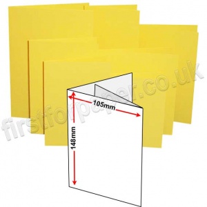 Rapid Colour Card, Pre-creased, Two Fold (3 Panels) Cards, 225gsm, 105 x 148mm (A6), Canary Yellow