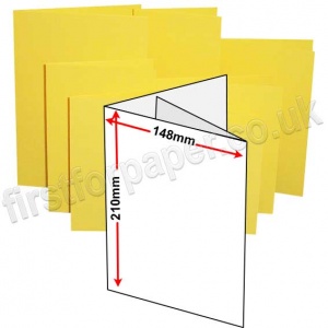 Rapid Colour Card, Pre-creased, Two Fold  (3 Panels) Cards, 225gsm, 148 x 210mm (A5), Canary Yellow