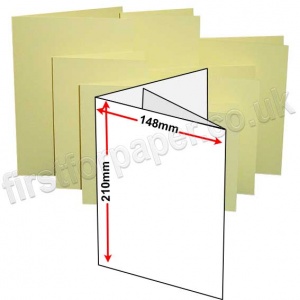 Rapid Colour Card, Pre-creased, Two Fold (3 Panels) Cards, 225gsm, 148 x 210mm (A5), Bunting Yellow