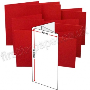 Rapid Colour Card, Pre-creased, Two Fold (3 Panels) Cards, 240gsm, 99 x 210mm, Blood Red