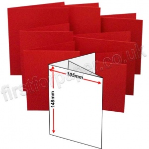 Rapid Colour Card, Pre-creased, Two Fold (3 panels) Cards, 240gsm, 105 x 148mm (A6), Blood Red