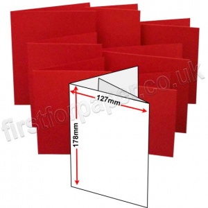 Rapid Colour Card, Pre-creased, Two Fold (3 Panels) Cards, 240gsm, 127x 178mm (5 x 7 inch), Blood Red