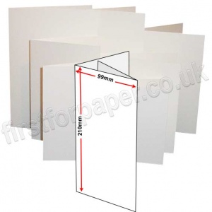 Zeta Linen Texture, Pre-creased, Two Fold Cards (3 Panels), 350gsm, 99 x 210mm, Brilliant White
