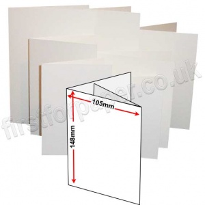 Zeta Linen Texture, Pre-creased, Two Fold Cards (3 panels), 350gsm, 105 x 148mm (A6), Brilliant White