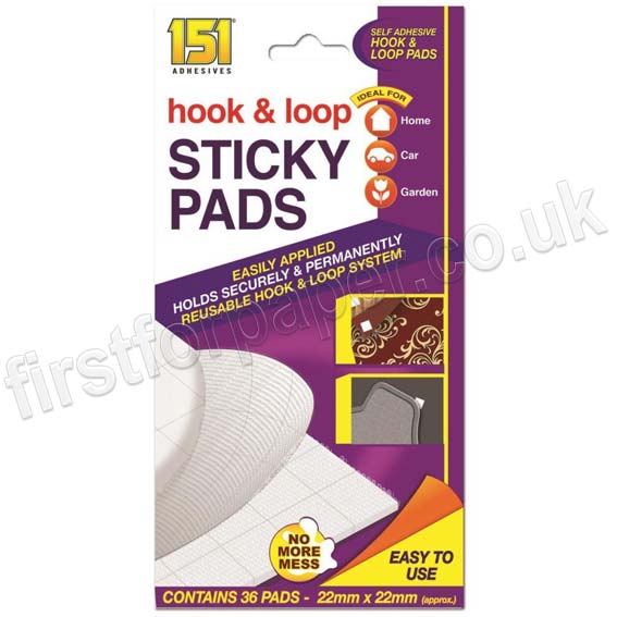 Hook and Loop Sticky Pads Pack of 36 First for Paper