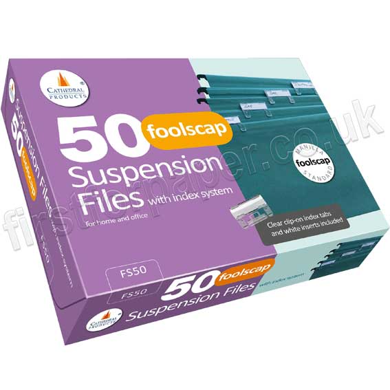Foolscap Green Suspension Files, with Index Tabs - Box of 50 - First ...
