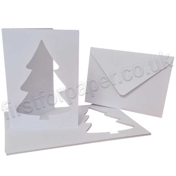 Dragonz, Xmas Tree Aperture, Plain White SingleFold Cards, 5 x 7" With Envelopes Pack of 10