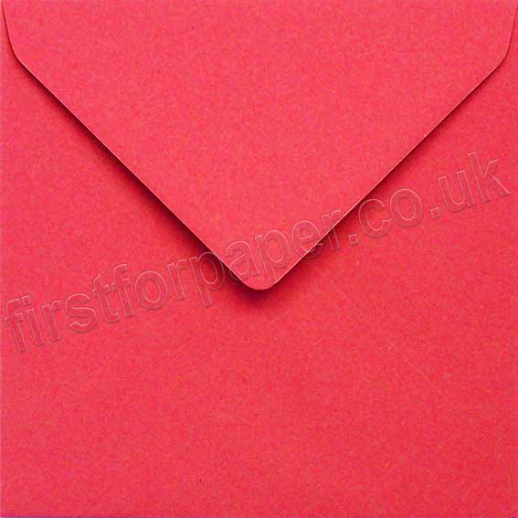 Colorset Recycled Gummed Envelopes, 155mm Square, Bright Red First
